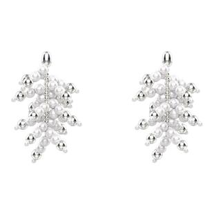 吾也【美依礼芽同款】烟花耳钉贝珠纯银流苏耳饰晚会衔竹系列