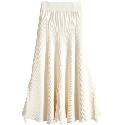 中长裙A字裙韩版冬流苏针织伞裙