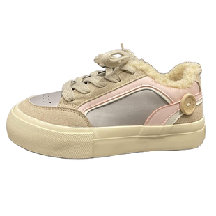 七七主人家 鞋子女2023冬季新款棉鞋女加绒保暖休闲运动板鞋厚底