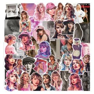 50张泰勒Taylor Swift泰勒斯威夫特霉霉贴纸装饰笔记本头盔相框画手账水杯吉他衣柜收纳箱拉杆箱贴纸防水pvc
