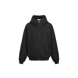 11E 重磅550g廓形硬挺重磅外套拉链卫衣连帽开衫重磅中长款潮牌