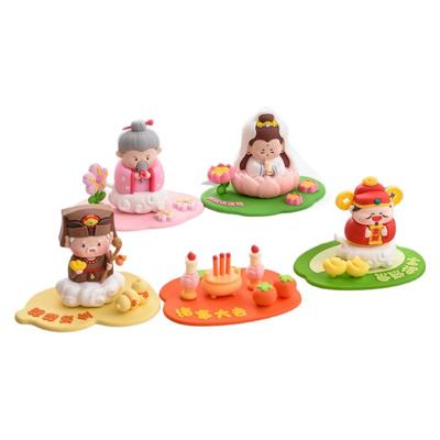 可爱小神仙财神爷车载小摆件玄学打工人办公室工位招财桌面装饰品