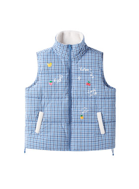 LAMLICKA蓝色格纹加厚棉服马甲