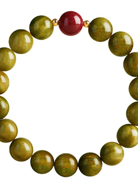 【100%官方正品】绿檀朱砂手串