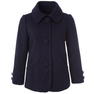 贝特如妈妈装冬季女装短款外套时尚翻领蓝色上衣气质中老年人YW