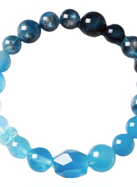 渐变海蓝宝手串异形顶珠