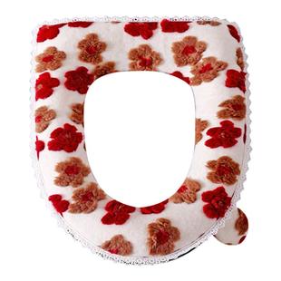 马桶坐垫子秋冬加厚保暖羊羔绒防水家用坐便器坐垫套提花马桶圈套