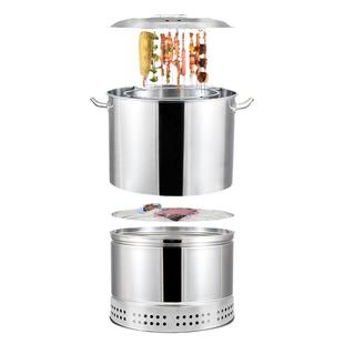 吊炉烧烤炉家用烤鸡炉室内无烟炭烤炉户外不锈钢腊肉桶围炉烤肉架