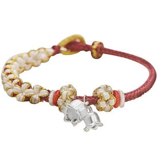 吴越老银铺纯银铃兰花手链女简约手工编织手绳手串精致礼物送闺蜜