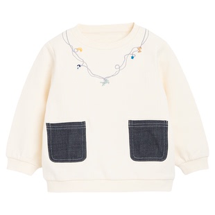 whitewheat儿童26春季新款长袖男童女童上衣童装圆领刺绣卫衣