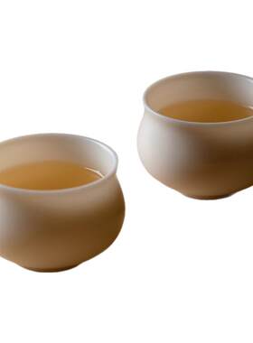 里作 羊脂白玉超薄胎高档白瓷素烧茶杯品茗杯功夫茶具主人茶道