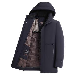 品牌加肥加大码鹅绒羽绒服男可拆中年爸爸2025新款加厚保暖冬外套