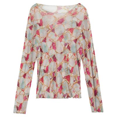 利达 NEW DADADA【雾光晴语】老钱复古印花长袖T恤女修身显瘦上衣