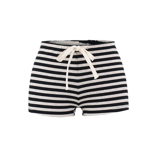 YoungGirlDay纯欲辣妹性感低腰抽绳弹力包臀条纹运动休闲短裤热裤