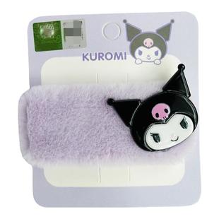 新款三丽鸥库洛米毛绒发夹侧边毛茸大号bb夹少女刘海边夹可爱发夹