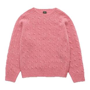 【现货】GROVE EDGE韩国小众八奶粉色麻花毛衣韩系甜美圆领针织衫