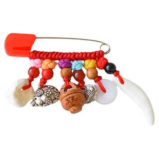 庆祥泰宝宝婴儿挂件新生儿童孕妇桃木护身符别针手工编织外出胸针