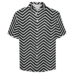 Men's wavy printed short sleeved shirt男士波浪纹印花短袖衬衣