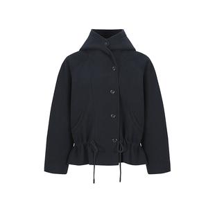 范洛Fano 随性洒脱插肩袖廓形连帽可调节下摆抽绳短外套女2025冬