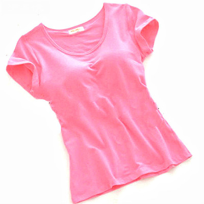 棉95%带胸垫半袖恤衫女夏罩杯