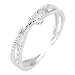 925纯银枝芽素圈戒指女小众个性尾戒时尚轻奢高级指环开口戒手饰