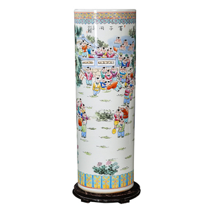 百子闹春手绘陶瓷落地大花瓶箭筒景德镇客厅玄关中式摆件乔迁送礼
