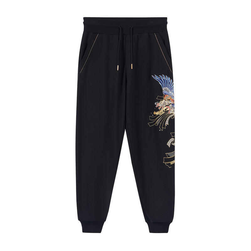 ONIARAI/鬼洗26秋季新品泥棒蓝饰签雄鹰绣花针织长裤男 N540192