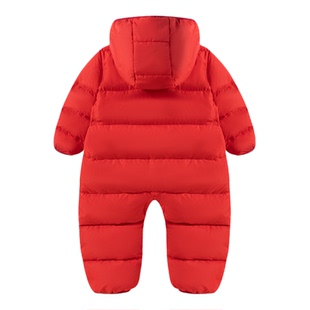 贝贝怡童装新生儿红色连体衣婴儿羽绒服中国风新年男女宝宝周岁服