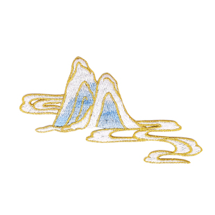 原创国潮风山水云间刺绣布贴diy汉服侠客魏晋服装羊绒长裙包绣片