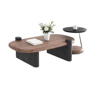 实木茶几客厅家用2025新款小户型茶桌简约现代高级感椭圆茶几组合