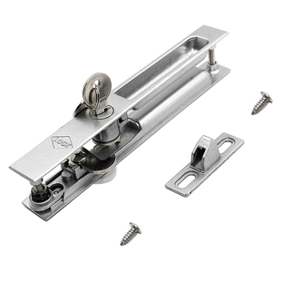 带钥匙双面钩锁老式铝合金门窗锁90型推拉门锁阳台门直条按锁扣