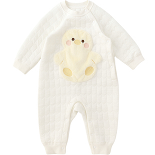 WHYLOOK 宝宝衣服春秋季夹丝棉婴儿连体衣外出爬爬服夹棉保暖秋冬