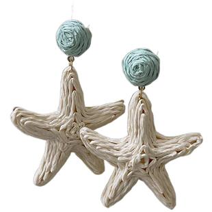 小岛假日~海边度假编织海星耳环女出游沙滩拍照耳环耳饰夸张耳夹
