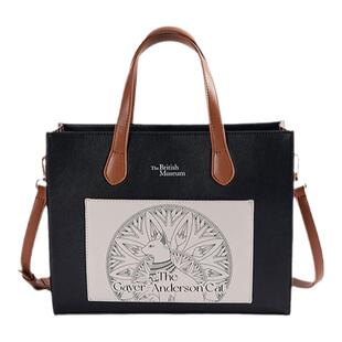 大英博物馆托特包斜挎琴谱包女百搭出行通勤拼色手提包生日礼物