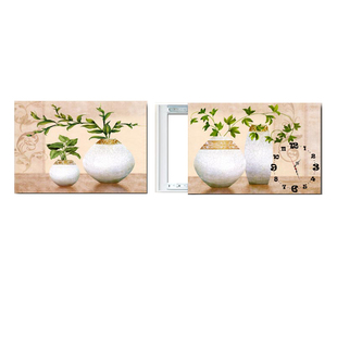 电表箱装饰画中式客厅餐厅配电箱二联带钟表液压上翻现代遮挡挂画
