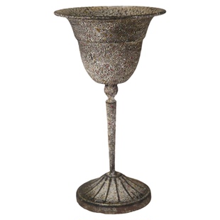 爱上花园 园艺杂货 花园做旧装饰做旧花盆铁皮高脚喇叭奖杯