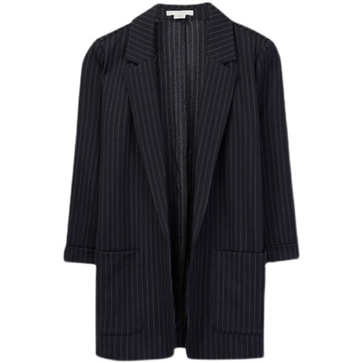 高端七分袖条纹西装外套女小个子春秋款休闲早级感垫肩炸街百搭薄