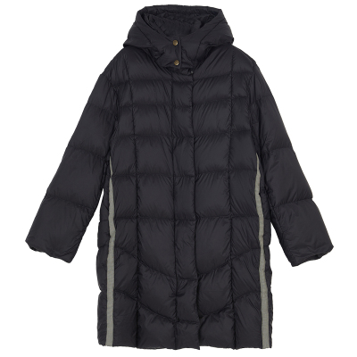 谜底中长款羽绒服女2023冬新款时尚连帽厚款鸭绒面包服239MY7302