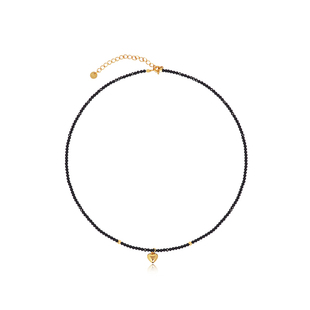 G/S缪斯 2025爆款黑色尖晶石爱心吊坠项链新中式精致串珠锁骨链女