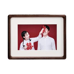 结婚证件照相框摆台定制洗照片新人婚姻登记照打印6寸8寸实木摆件