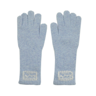 含羊毛可触屏长款针织手套女冬季韩系蕾丝骑行百搭保暖防寒手套