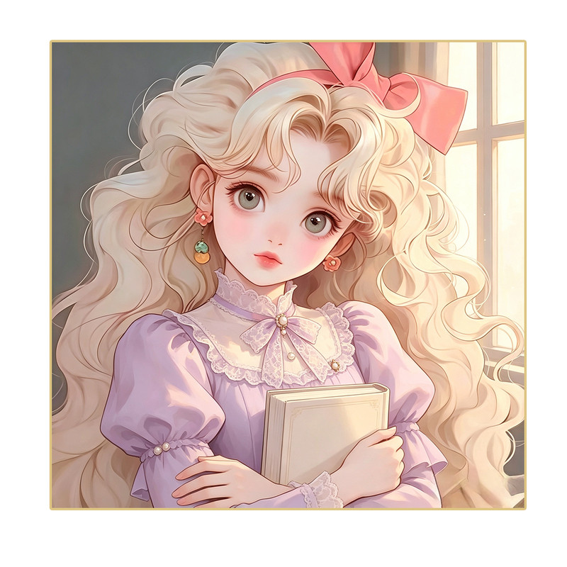 二次元卡通动漫超萌女孩免打孔装现代装饰画