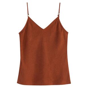 EXCEPTION例外女装夏季冷染工艺陶瓷珠点缀V领吊带背心女