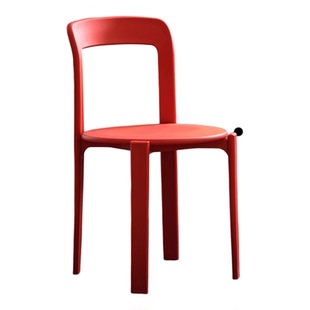 多巴胺餐椅可叠放塑料椅子家用加厚靠背椅中古风休闲感创意REY椅