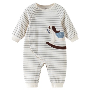 欢喜小熊男宝连体衣女宝秋季舒绒爬服婴儿春秋抗菌哈衣新生儿衣服