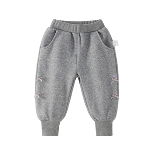 儿童加绒裤子秋冬宝宝冬装小童薄绒长裤冬季保暖三岁女童冬款卫裤