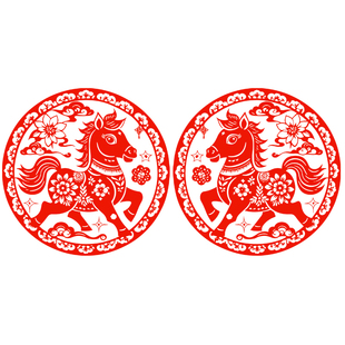 马年玻璃贴纸12生肖马窗花静电贴窗贴玻璃门贴2026新年春节年画