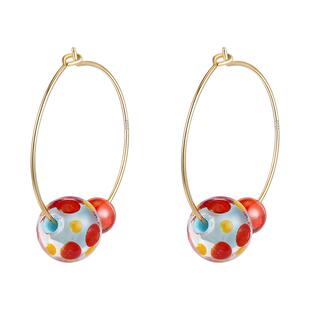 999纯银多巴胺彩色球耳环女高级感复古耳圈2026新款爆款气质耳饰