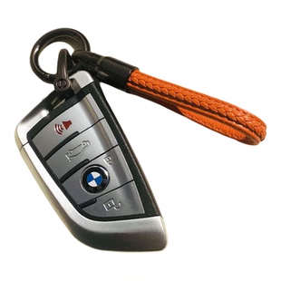简约高级手工编织汽车钥匙扣皮绳挂件男女时尚锁匙链圈挂饰情侣款