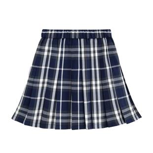 女童格子半身裙女孩秋冬校园服绿格蓝格小学生校服百褶裙儿童裙子
